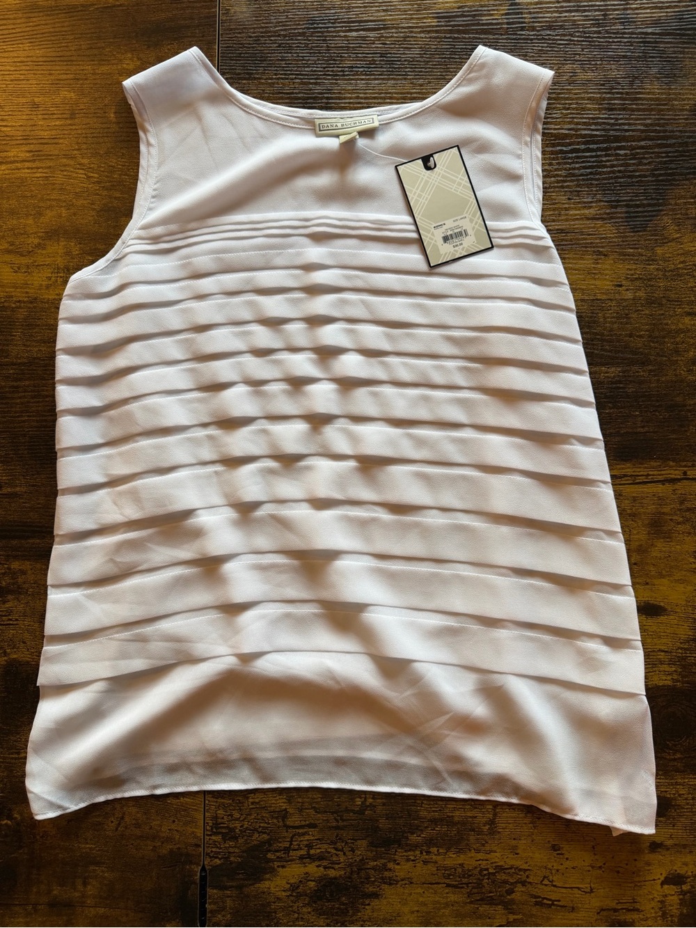 Dana Buchman white Pleated Sleeveless Blouse